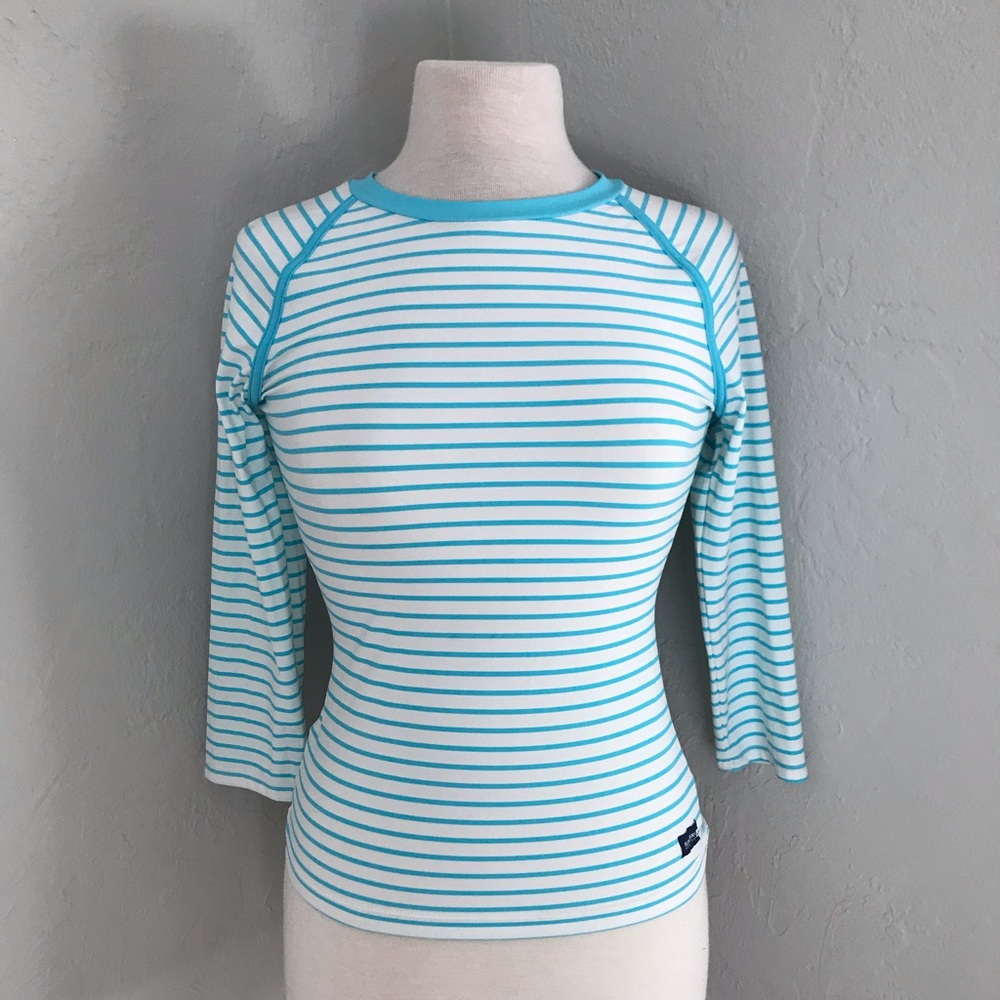 New! NBW Sperry Rash Guard Striped baby blue S